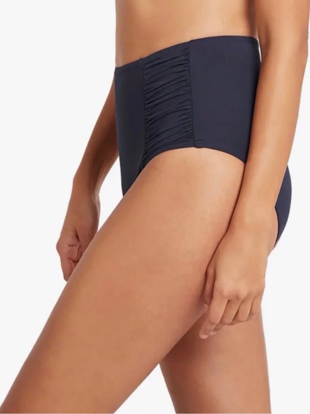 Sea level High Waist Gathered Side Swim Bottom night blue - Picture 3 of 9